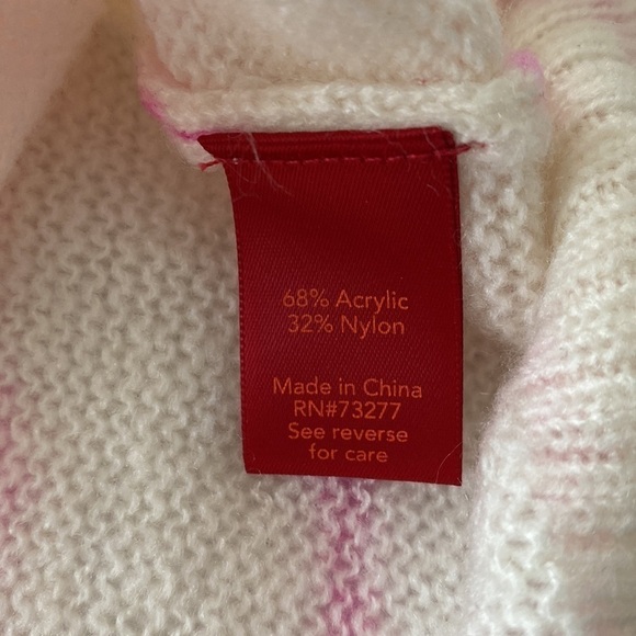 NWT Jennifer Lopez long cream and hot pink v-neck sweater. - Picture 9 of 10